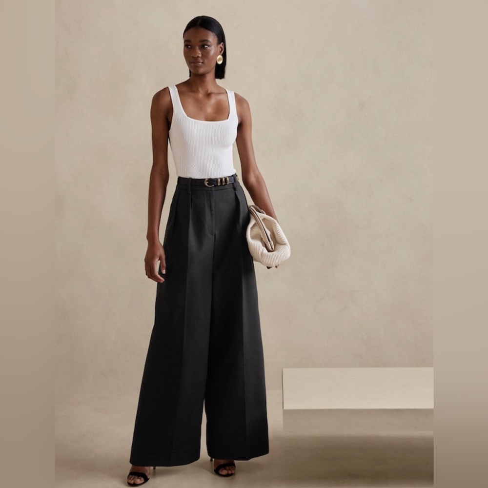 Banana Republic Black Wide-Leg Trousers
